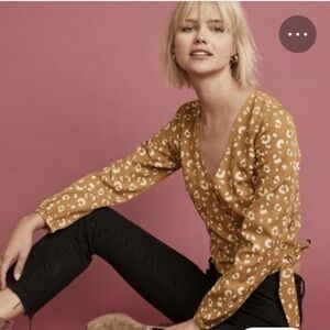 Marine Layer Carmen Wrap Top In Caramel Size Small